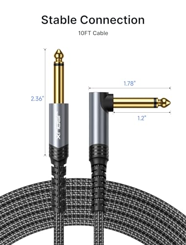 Detalle de JSAUX 10 ft Guitar Cable: Right-Angle to Straight Pro Instrument Cable