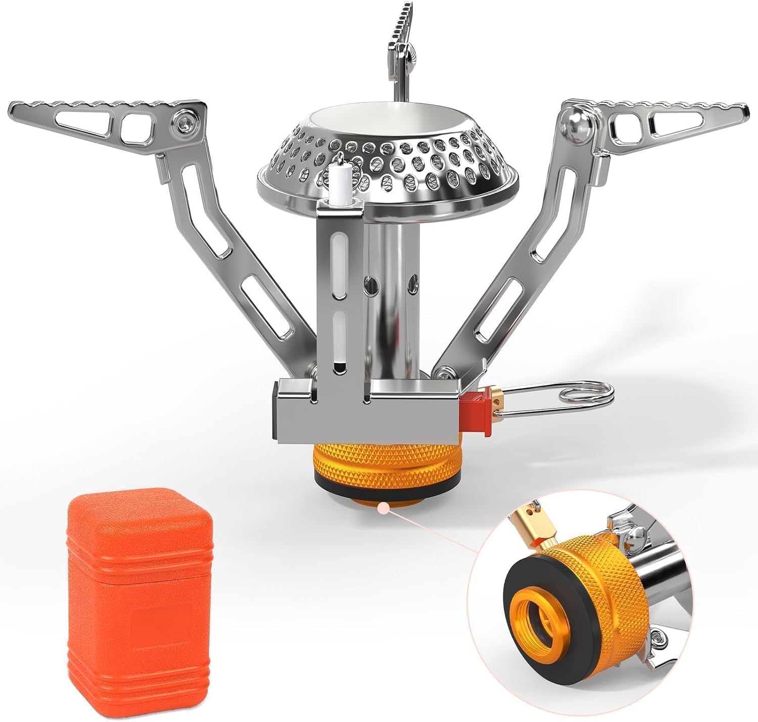 Detalle 2 de Awroutdoor Gas Campingkocher 3500W – kompakter Gaskocher mit Piezozündung und winddichtem Design