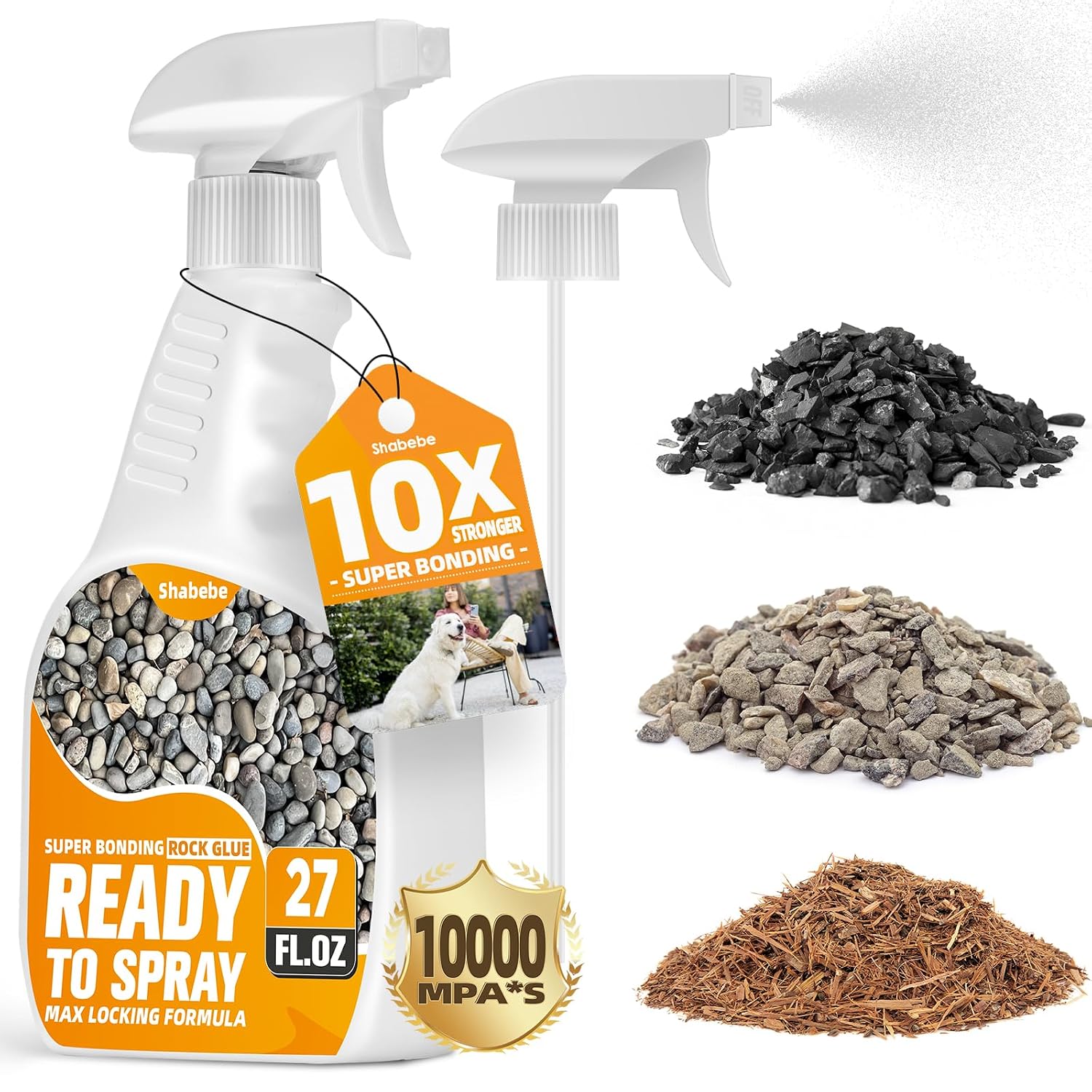 Detalle de Shabebe Rock Glue, 27 oz Ready-to-Use Gravel and Mulch Binder with Sprayer