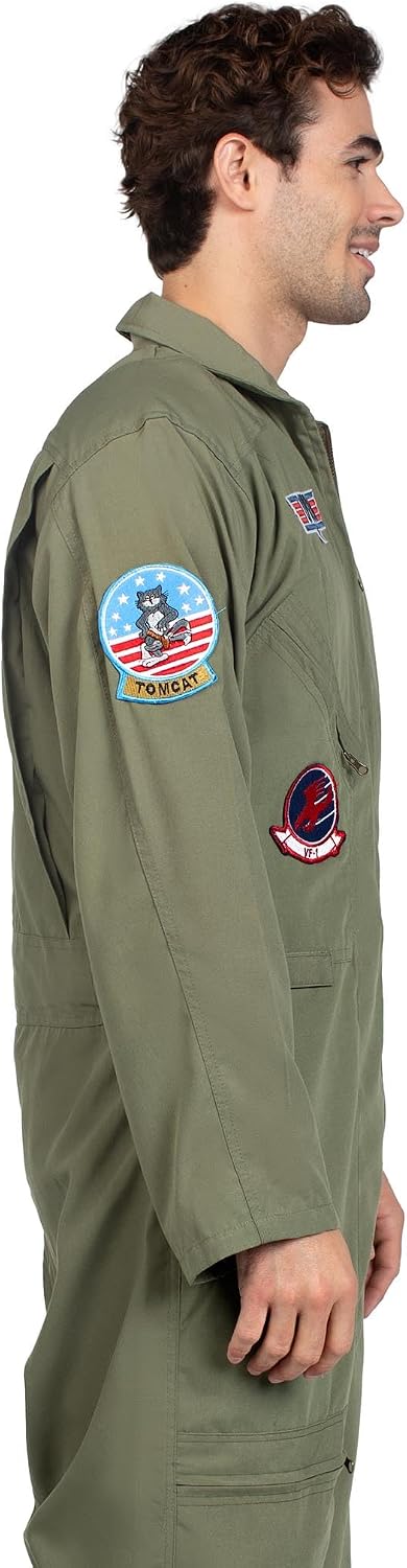 Detalle de Leg Avenue Men's Top Gun Flight Suit Costume with Interchangeable Badges
