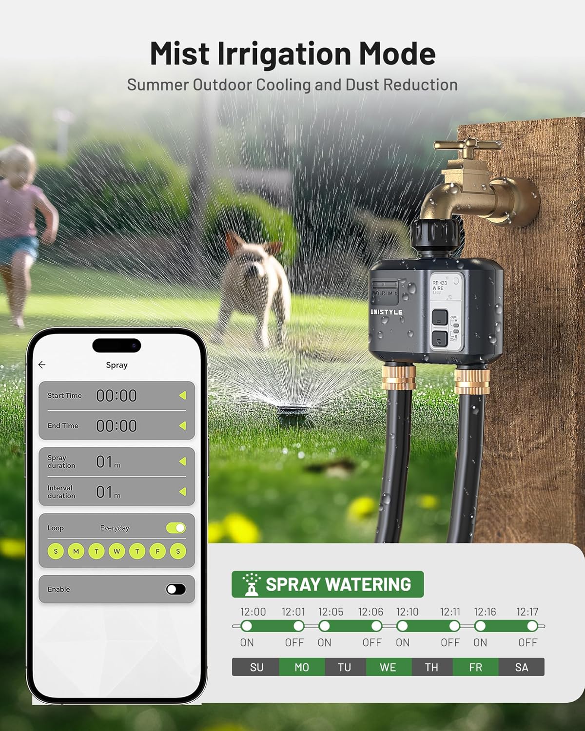 Thumbnail 3 de Unistyle WiFi Water Timer 2 Zones for Sprinkler Irrigation (Alexa & Google Home Compatible)