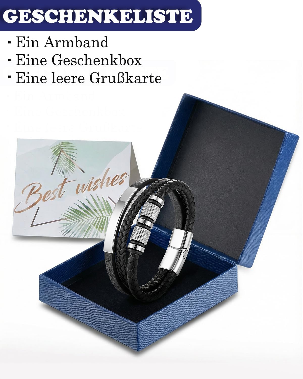 Detalle 2 de Armband Herren Leder 21–23 cm Magnetverschluss