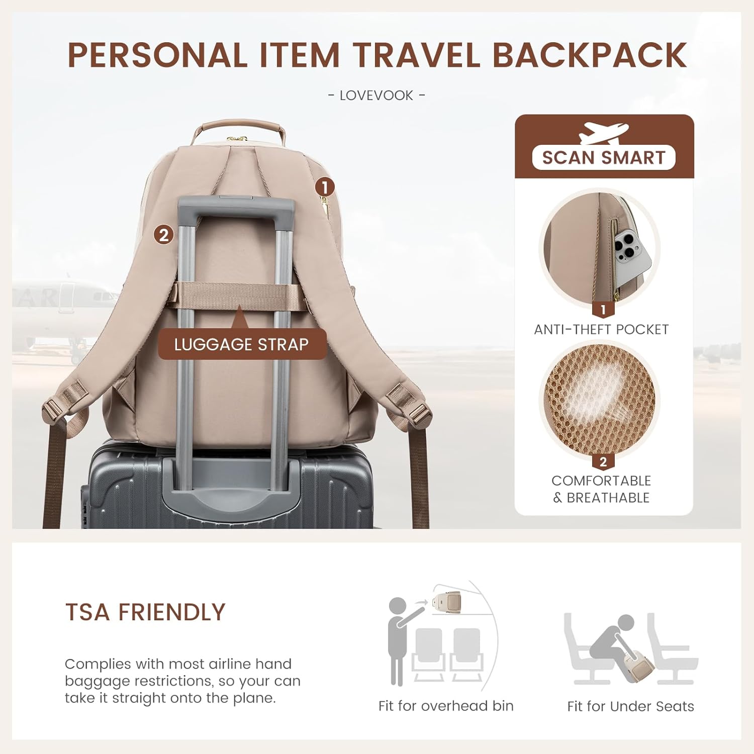 Thumbnail 4 de LOVEVOOK Rucksack Damen 15,6 Zoll