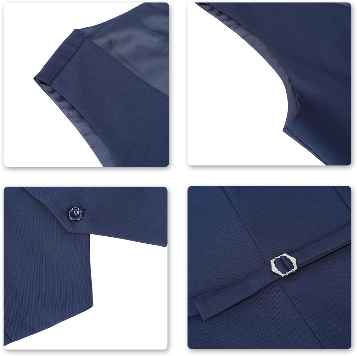 Detalle 2 de YOUTHUP Herren 3-teilig Slim-Fit Anzug (Einreiher) mit Weste, Sakko & Hose – 1-Knopf-Formellanzug für Business & Hochzeit
