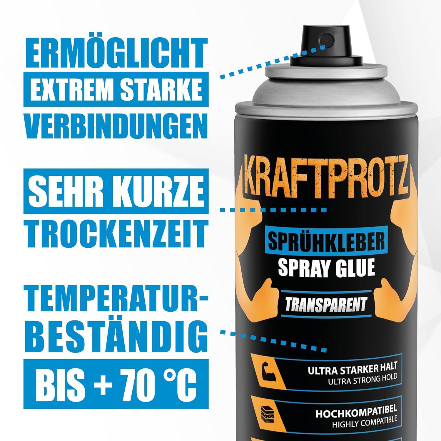 Thumbnail 4 de KRAFTPROTZ Sprühkleber extra stark 500 ml – transparent, hitzebeständig bis +70 °C