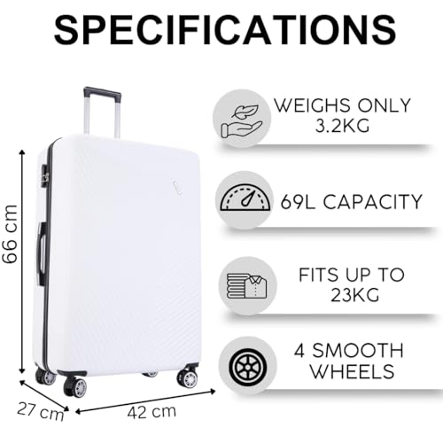 Thumbnail 1 de FLYMAX 24" Medium Suitcase 4 Wheel Lightweight ABS Travel Case (67x42x23 cm, 69 Litre, 3-Digit Lock)