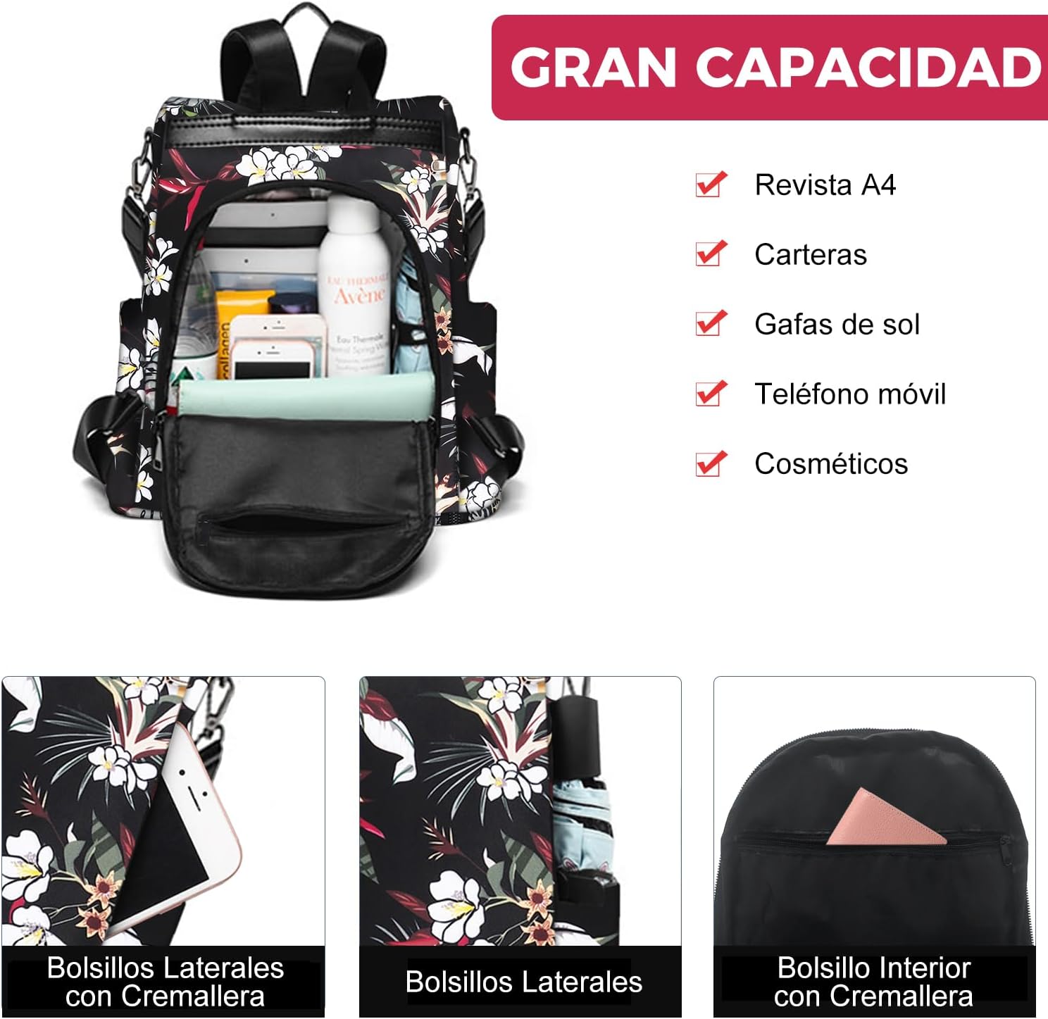 Detalle de Fmeida Mochila Antirrobo Mujer 32x15x33 cm