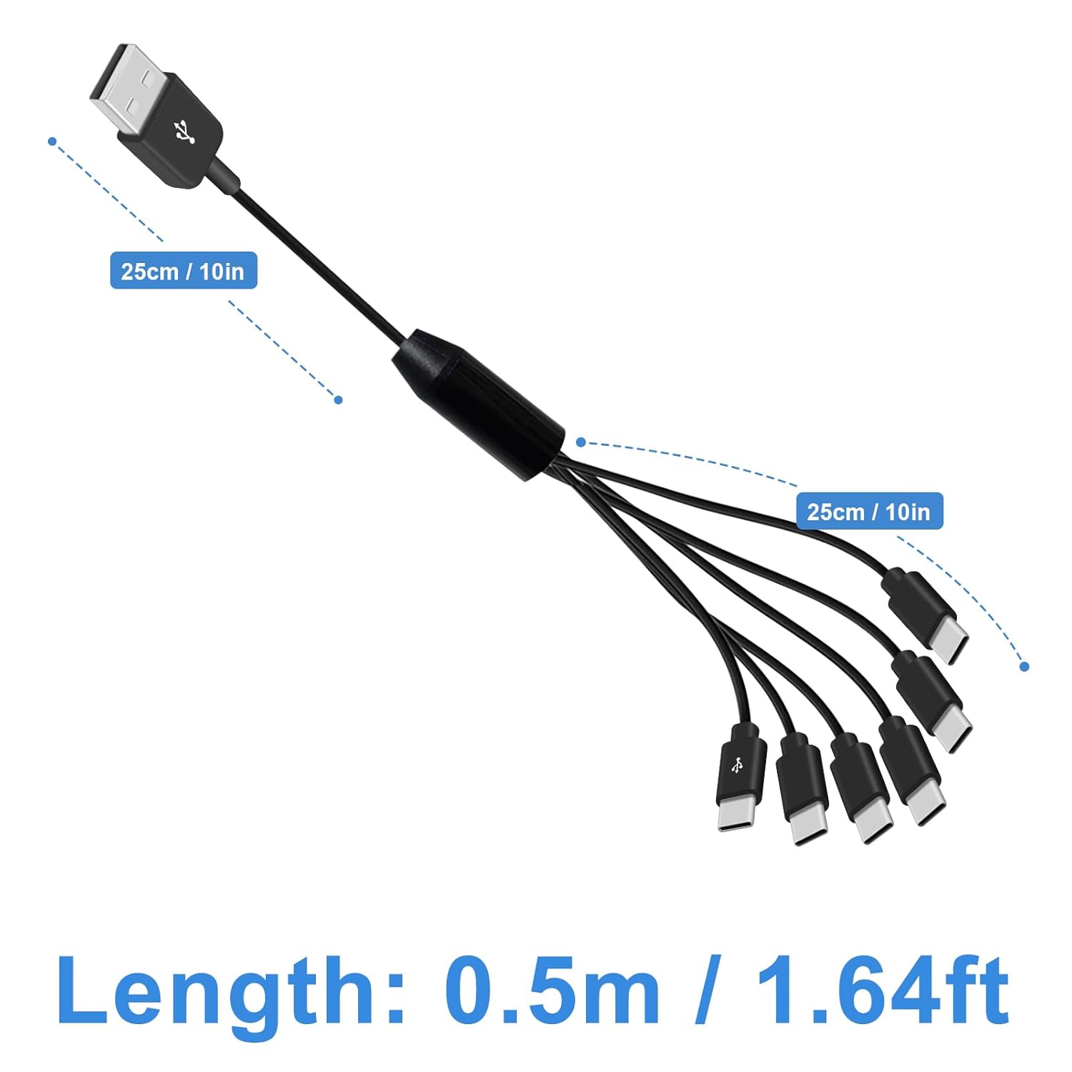 Thumbnail 6 de Maxhood 6-in-1 USB-C Splitter Cable (USB 2.0 Type A to 6 Type-C) with 3A Fast Charge, 1.5ft