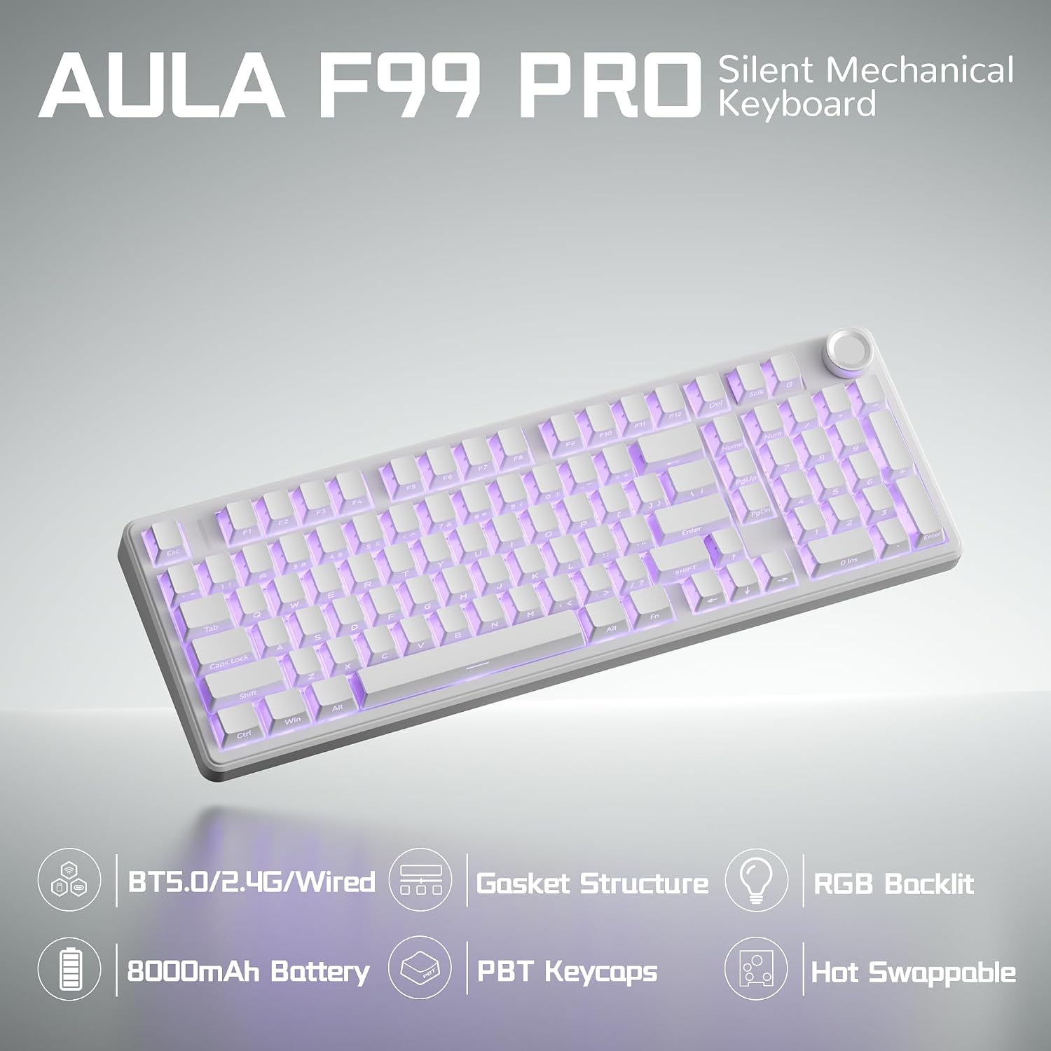 Detalle de AULA Wireless Mechanical Keyboard F99 Pro
