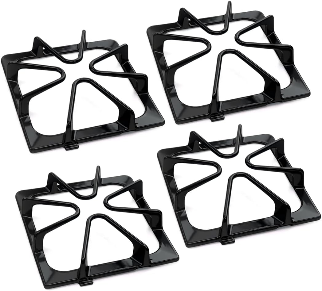 Detalle de Bewesazy W10447925-4 Cast Iron Gas Stove Grates, Porcelain Enamel, 4-Pack