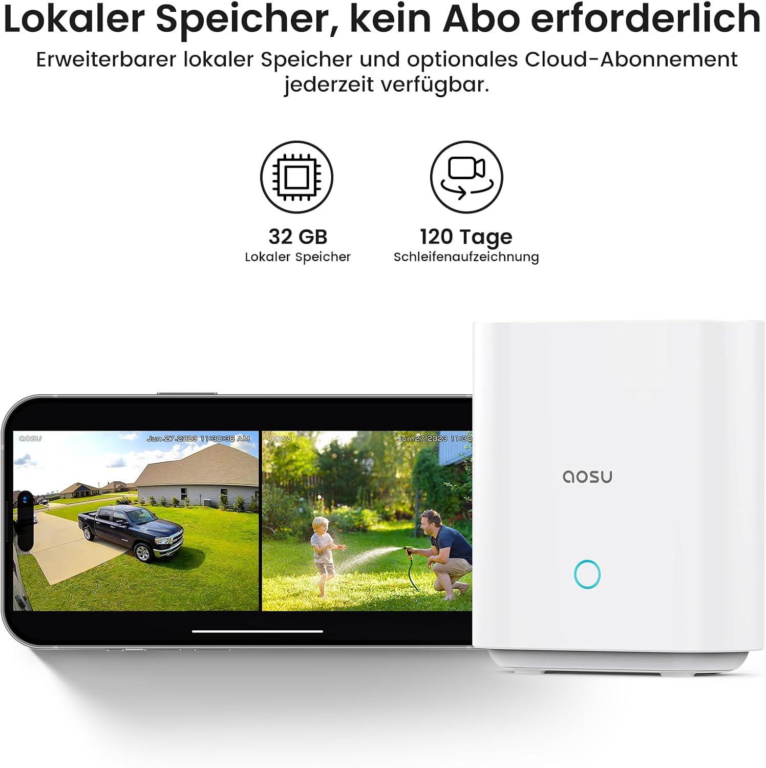 Detalle 2 de aosu 2K Außenüberwachungskamera 32 GB