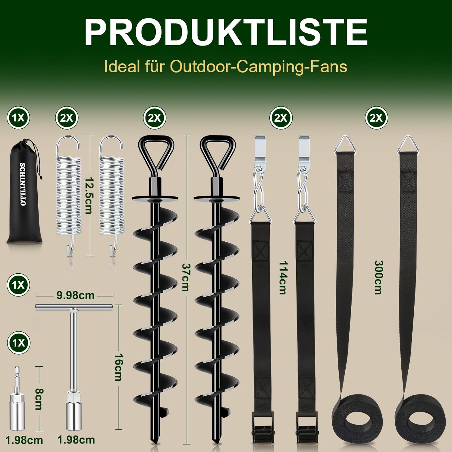 Thumbnail 4 de SCHINTILLO Premium Sturmband Markise Vorzelt für Thule Omnistor – Stabilisierungs-Kit mit 37 cm Spiralförmigen Bodenankern