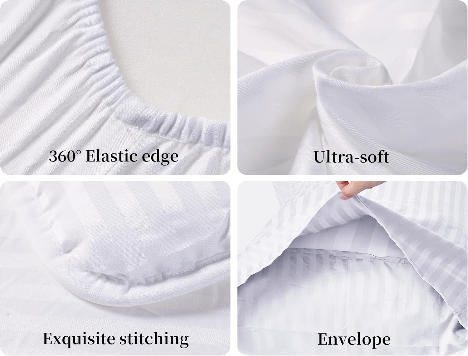 Thumbnail 2 de ZPECC Toddler Bedding Set, 4-Piece White Stripe Microfiber Set