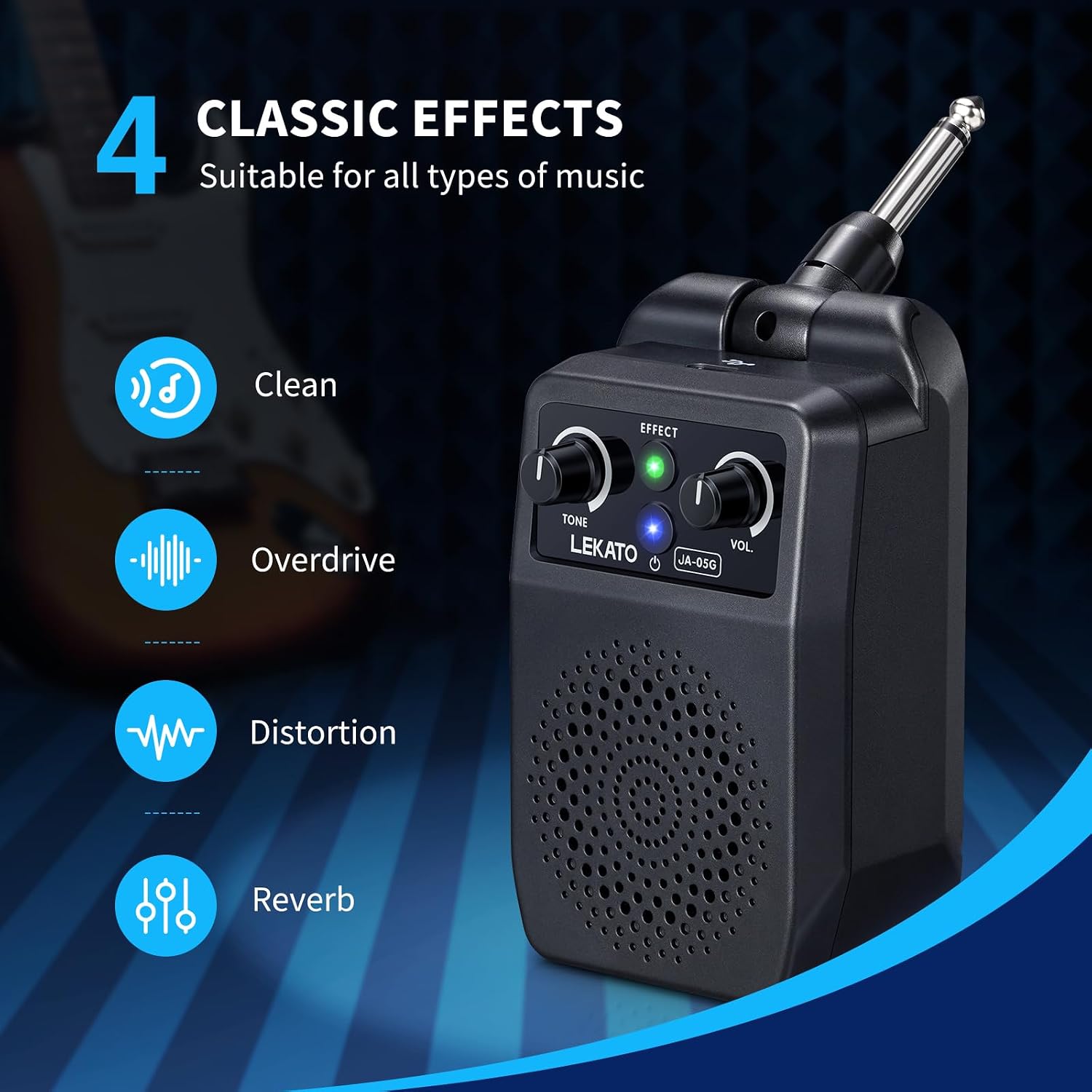Thumbnail 1 de LEKATO Portable Guitar Amp 5W review: compact practice power with Bluetooth and 4 built‑in effects