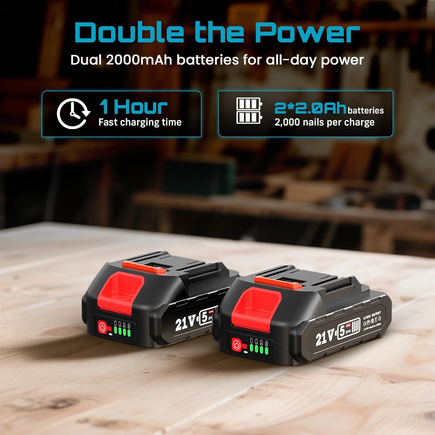 Thumbnail 4 de SEESII Akku-Nagler Set 18GA 2x2000mAh