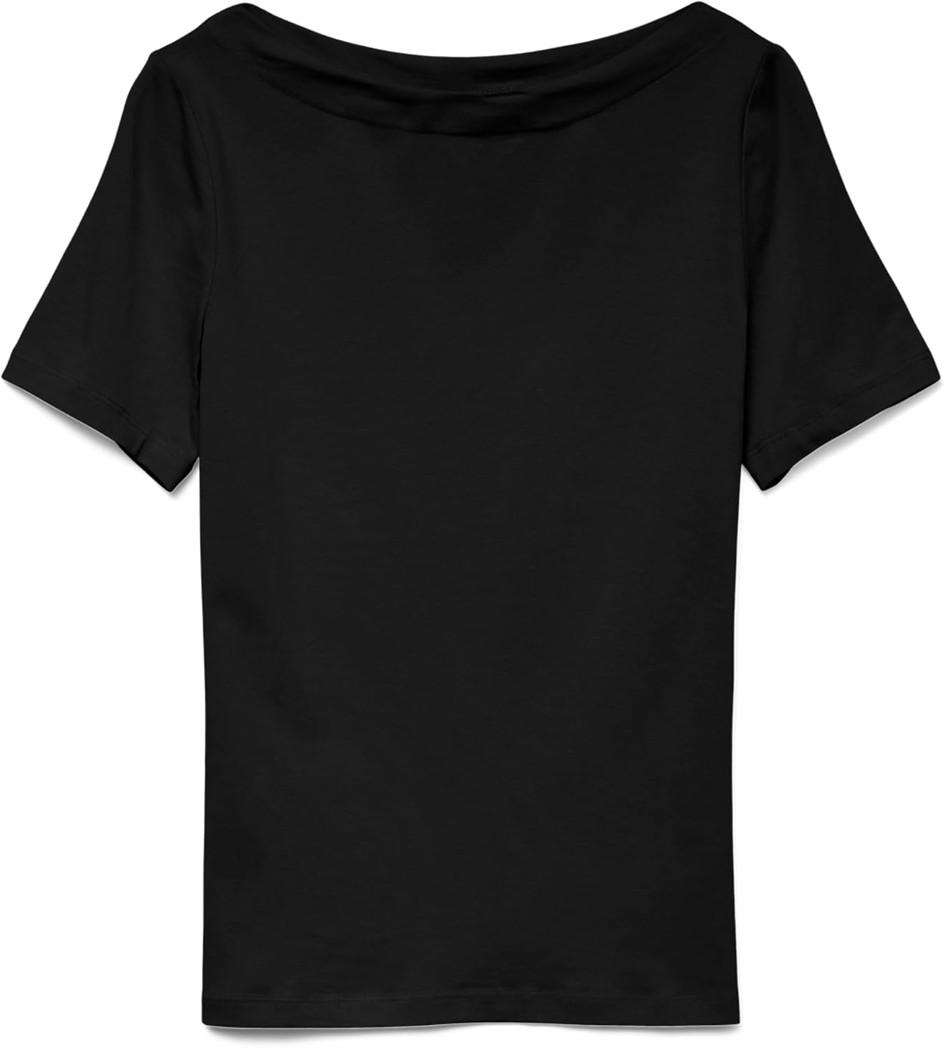Detalle de VERO MODA Top basic elasticizzato a manica corta con scollo a barca da donna Panda