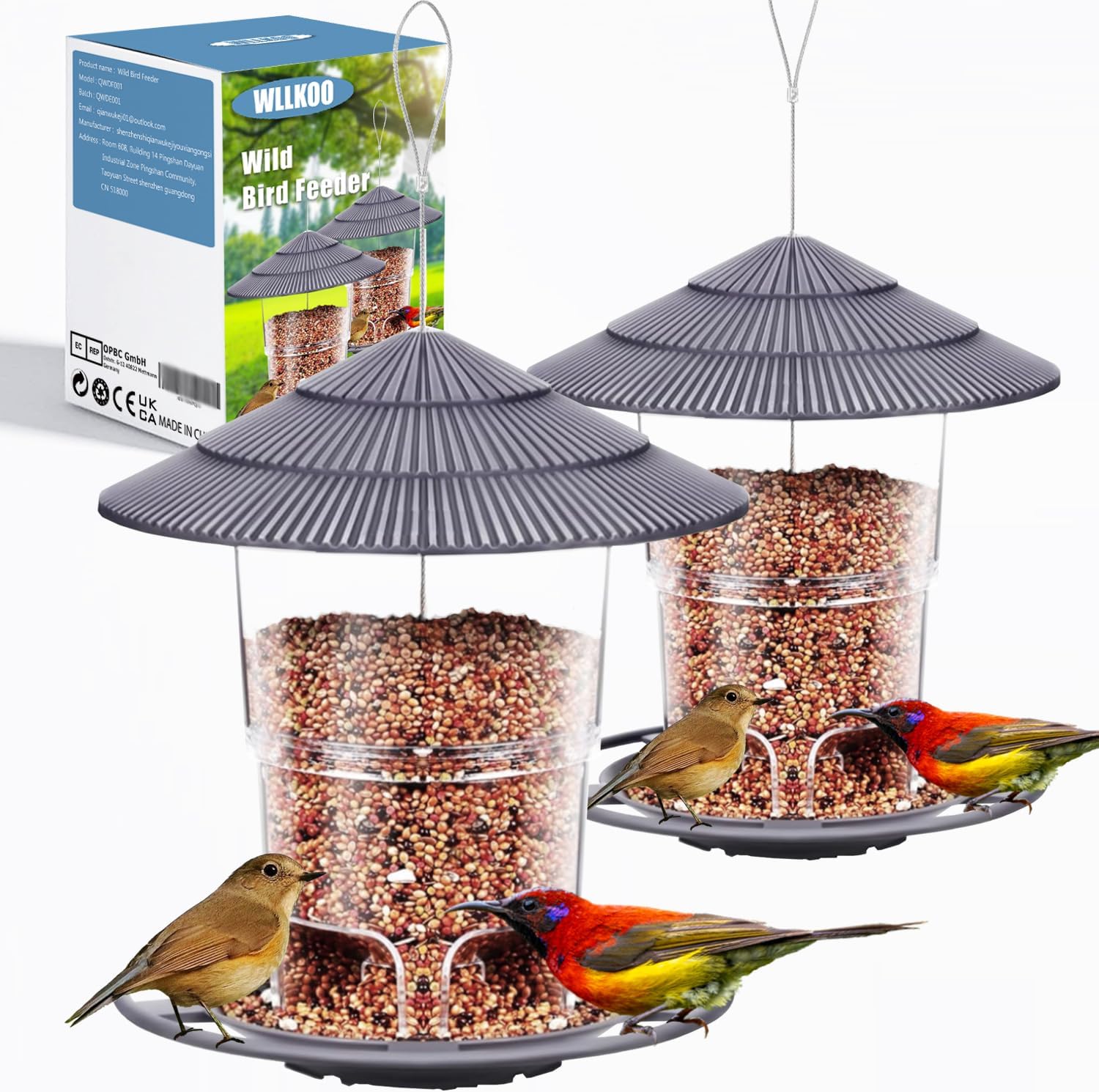 Detalle de WLLKOO Bird Feeders 2 Pack for Outdoors