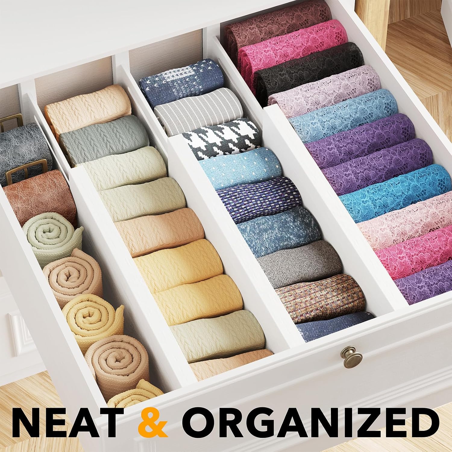 Detalle de SpaceAid 14ZZB-62ZG-6SW Bamboo Drawer Dividers, 6-Pack, 12.5–17 in.