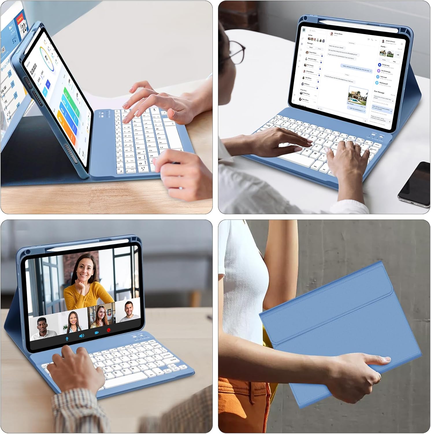 Thumbnail 6 de AGARELE Keyboard Case for iPad A16 (11th Gen, 2025) & iPad 10th Gen (2022) – Detachable UK Bluetooth Keyboard, Blue