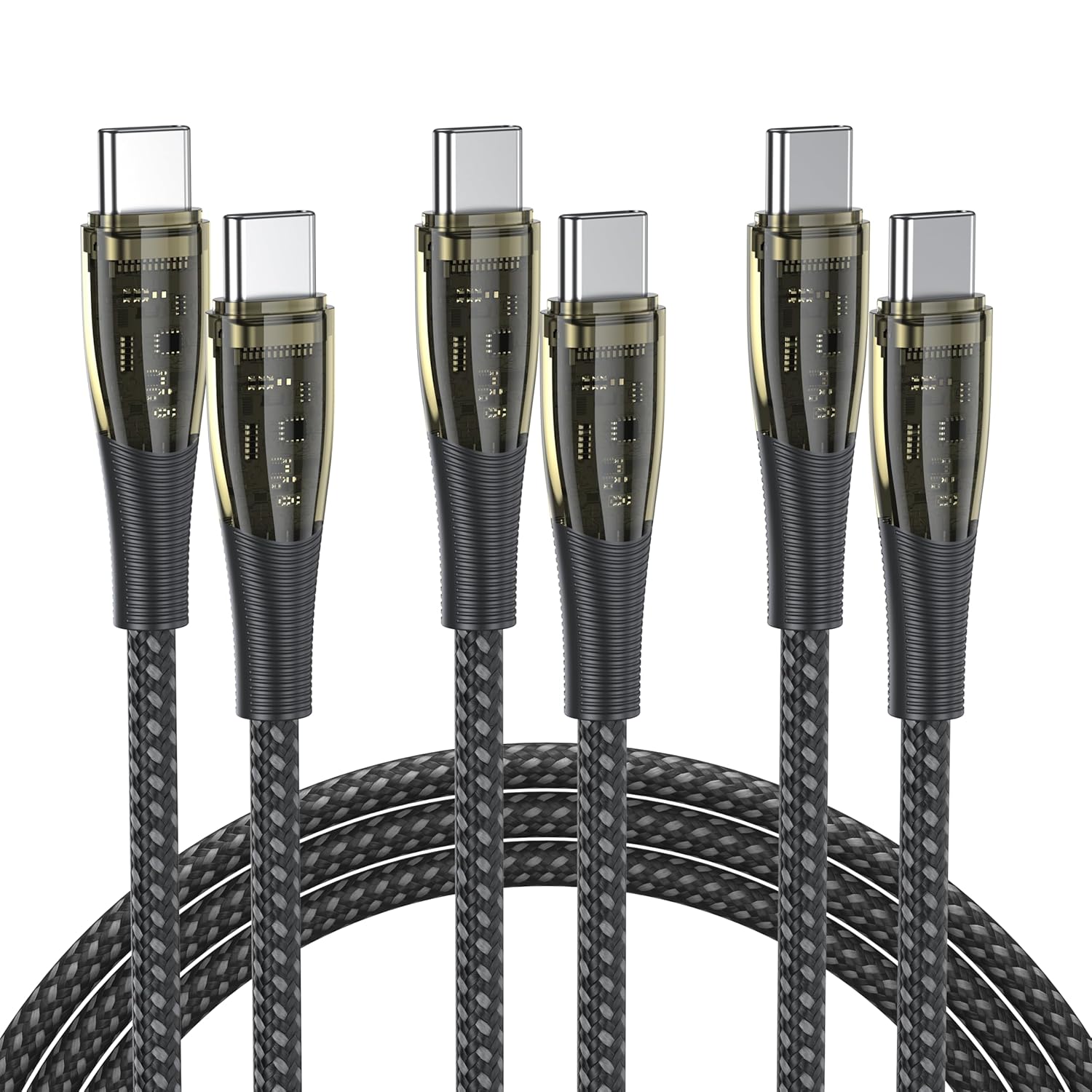 Detalle de BENFEI 100W USB-C auf USB-C Kabel – 3er-Set, 1 m, transparent