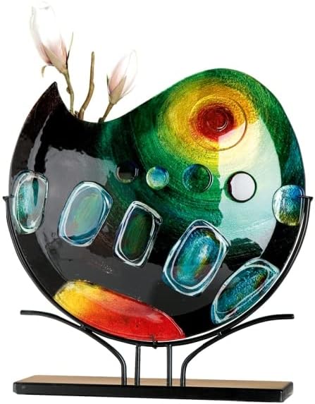 Detalle 2 de GILDE GLAS art 39055 – szklany wazon dekoracyjny, ręcznie malowany, ze stojakiem
