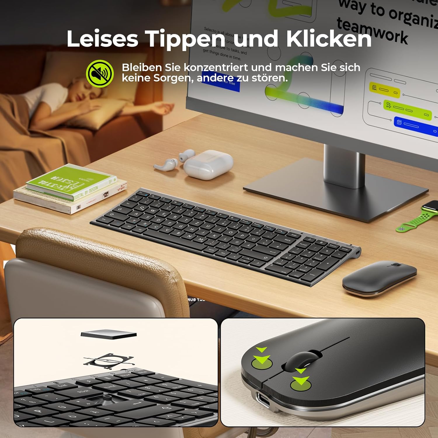 Thumbnail 3 de seenda WGJP-031B Tastatur Maus Set Kabellos – ultradünn, Aluminiumgehäuse, 80%-Layout mit Nummernblock