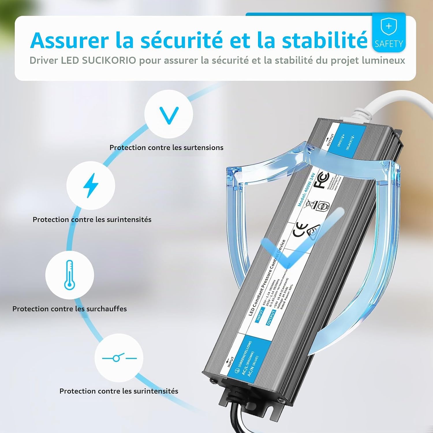 Detalle de SUCIKORIO 24 V 200 W led-transformator, IP67, 8,3 A en ultradun