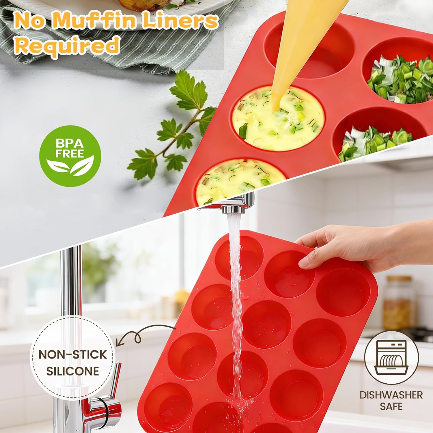 Thumbnail 6 de CAKETIME 12 Cups Silicone Muffin Pan: Nonstick, Flexible Baking Mold for Multipurpose Use
