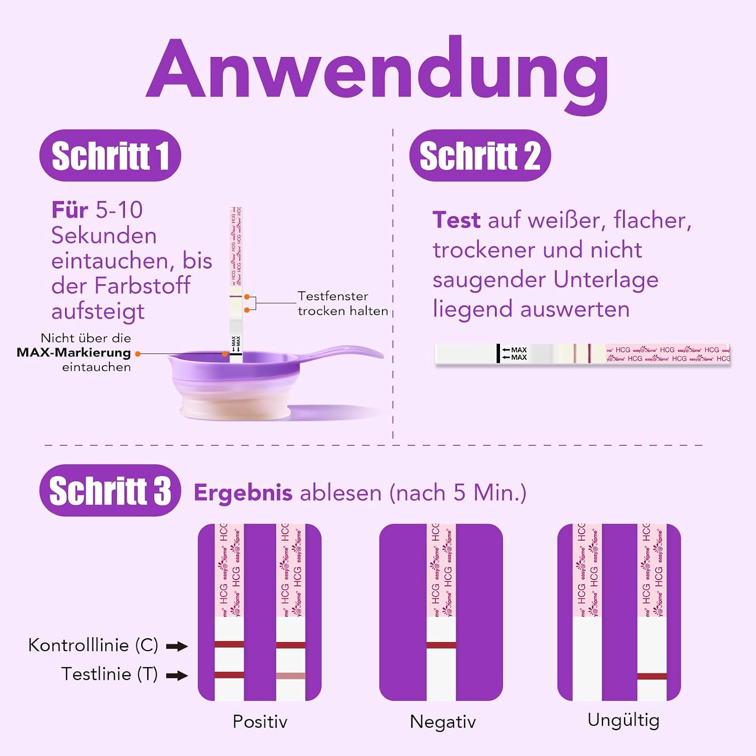 Thumbnail 5 de Easy@Home Schwangerschaftstest Frühtest – 7 Tests (2 Sticks + 5 Strips, 10 mIU/mL) mit Premom App-Unterstützung