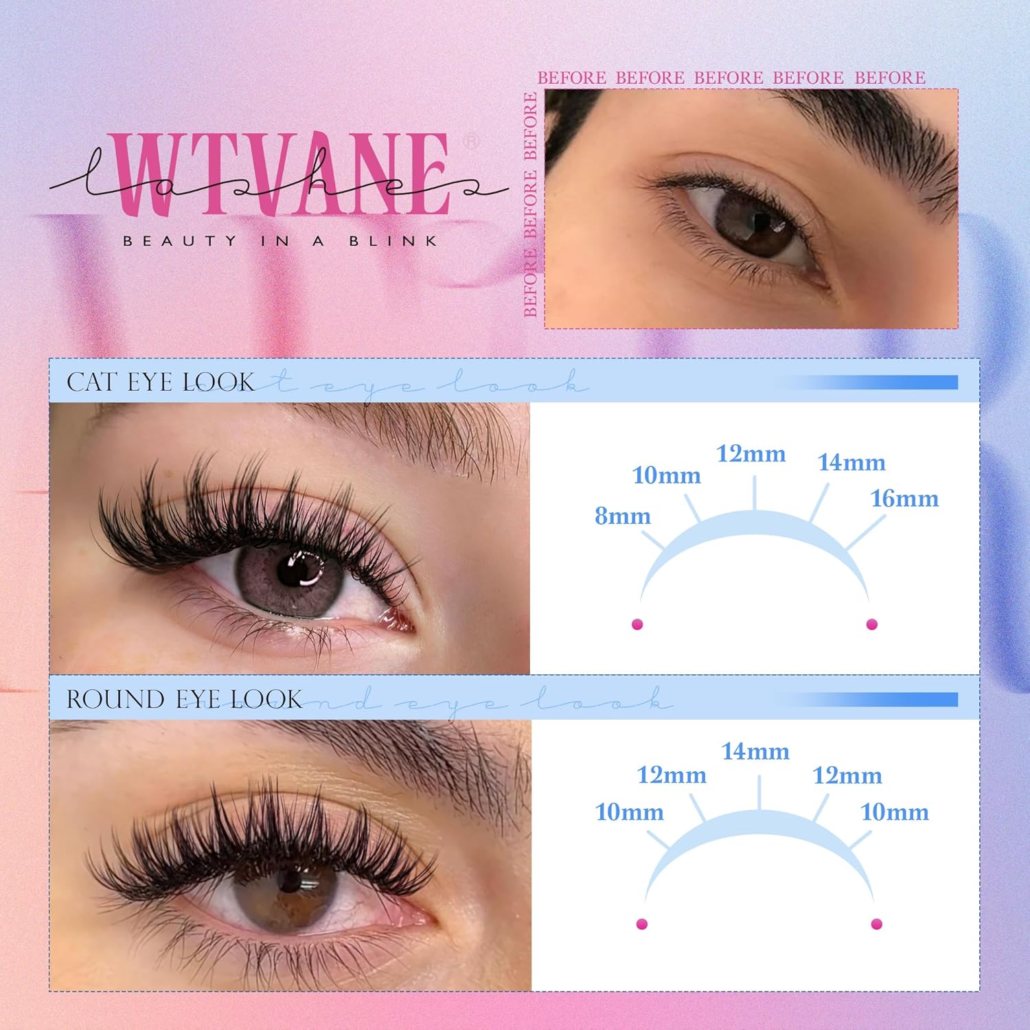 Detalle 2 de Fairy Lash Clusters Kit Wispy Eyelash Clusters DIY 8-16mm — 192pcs with Bond, Seal & Tweezers