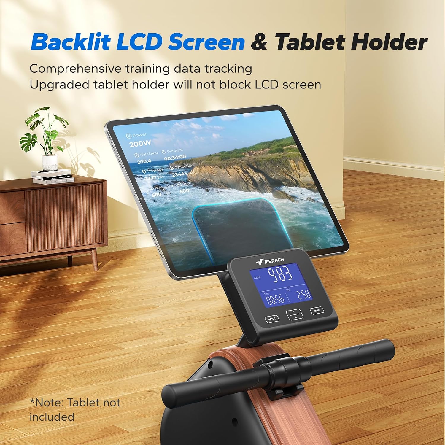 Thumbnail 6 de MERACH Magnetic Rower with 130 cm extended rail and app-based training