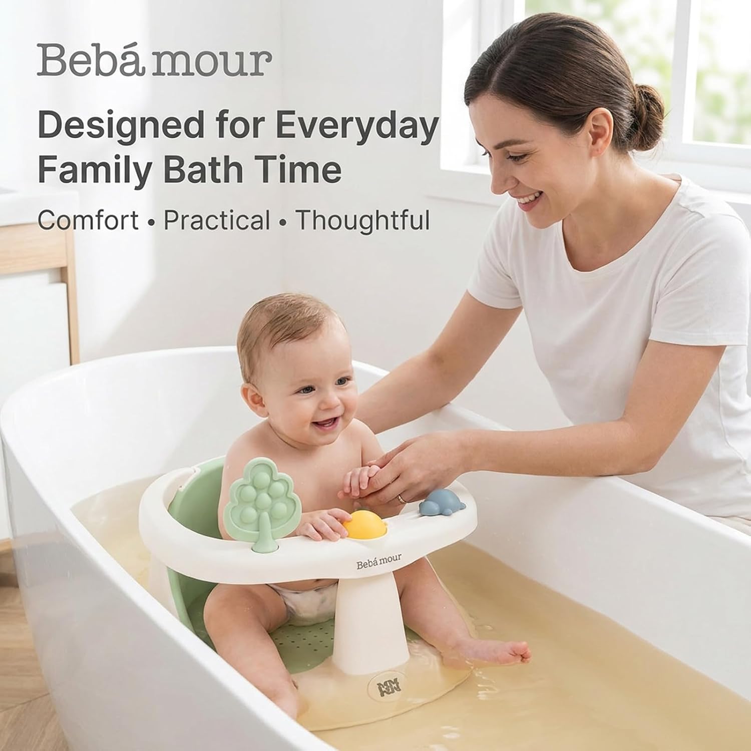 Detalle 2 de Bebamour Baby Badesitz 6 Monate+ – Rundum-Ergonomie, rutschfest & sicher baden