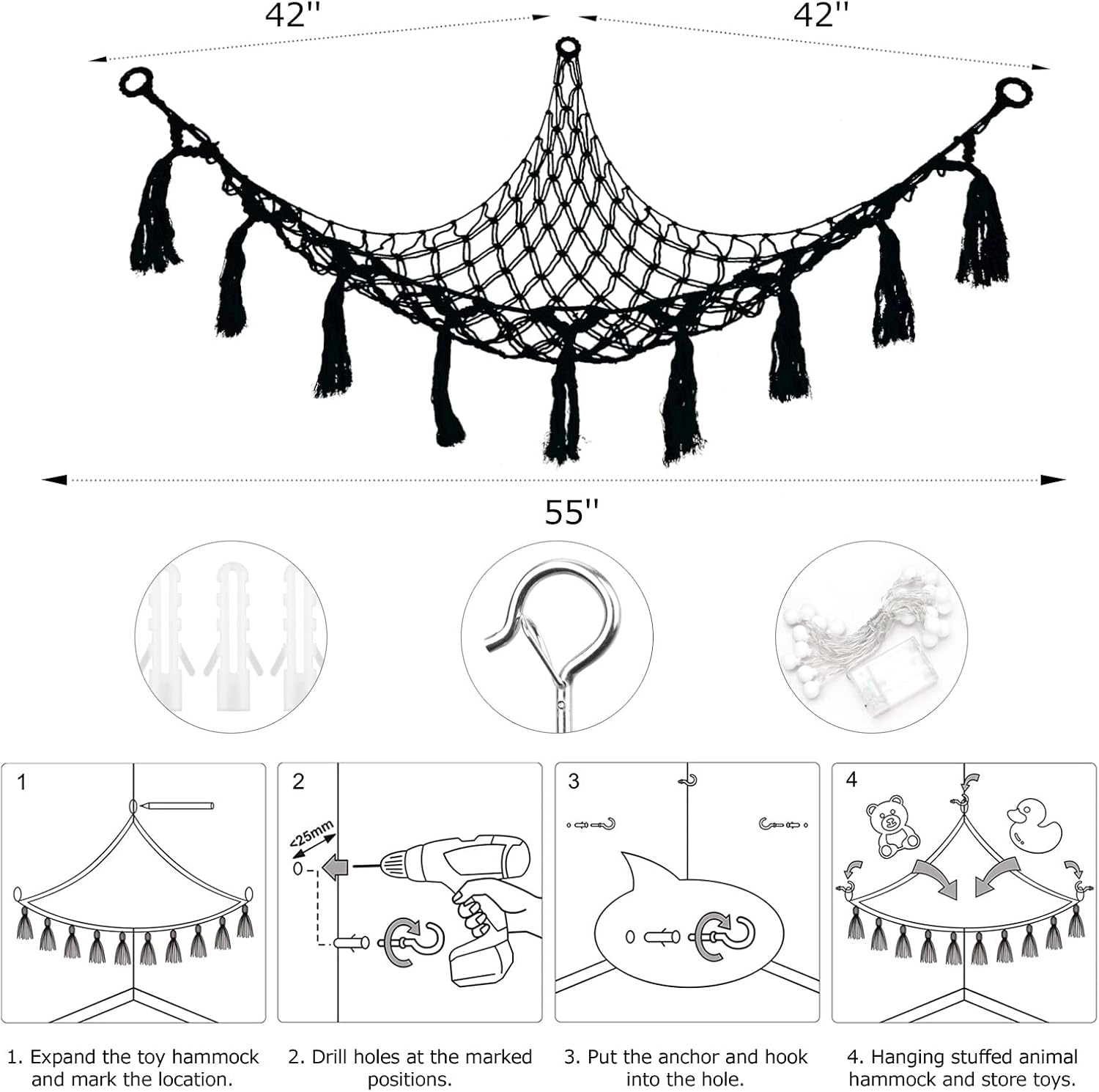 Thumbnail 6 de Macrame Teddy Hammock for Stuffed Animals
