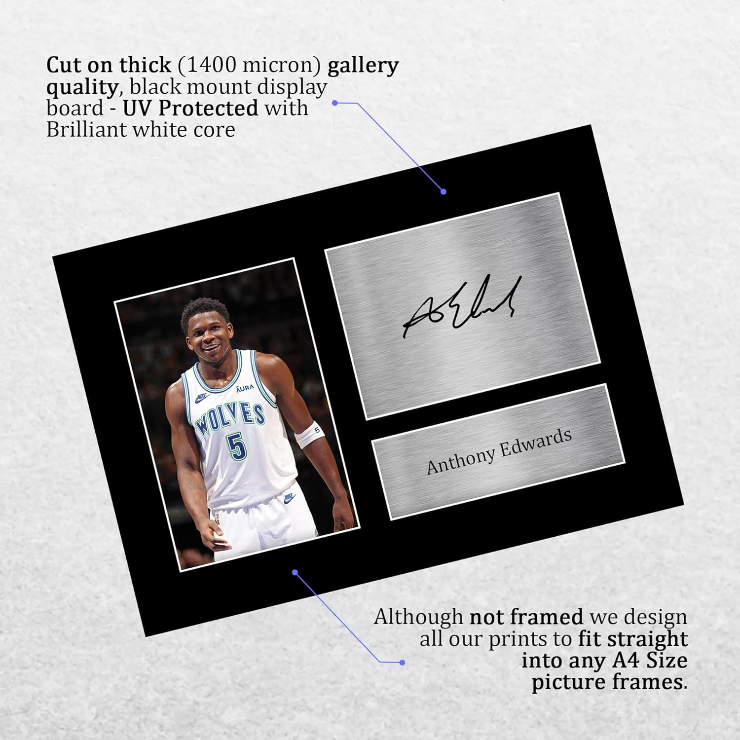 Thumbnail 2 de HWC Trading A4 Anthony Edwards Minnesota Timberwolves signed autograph picture for basketball memorabilia