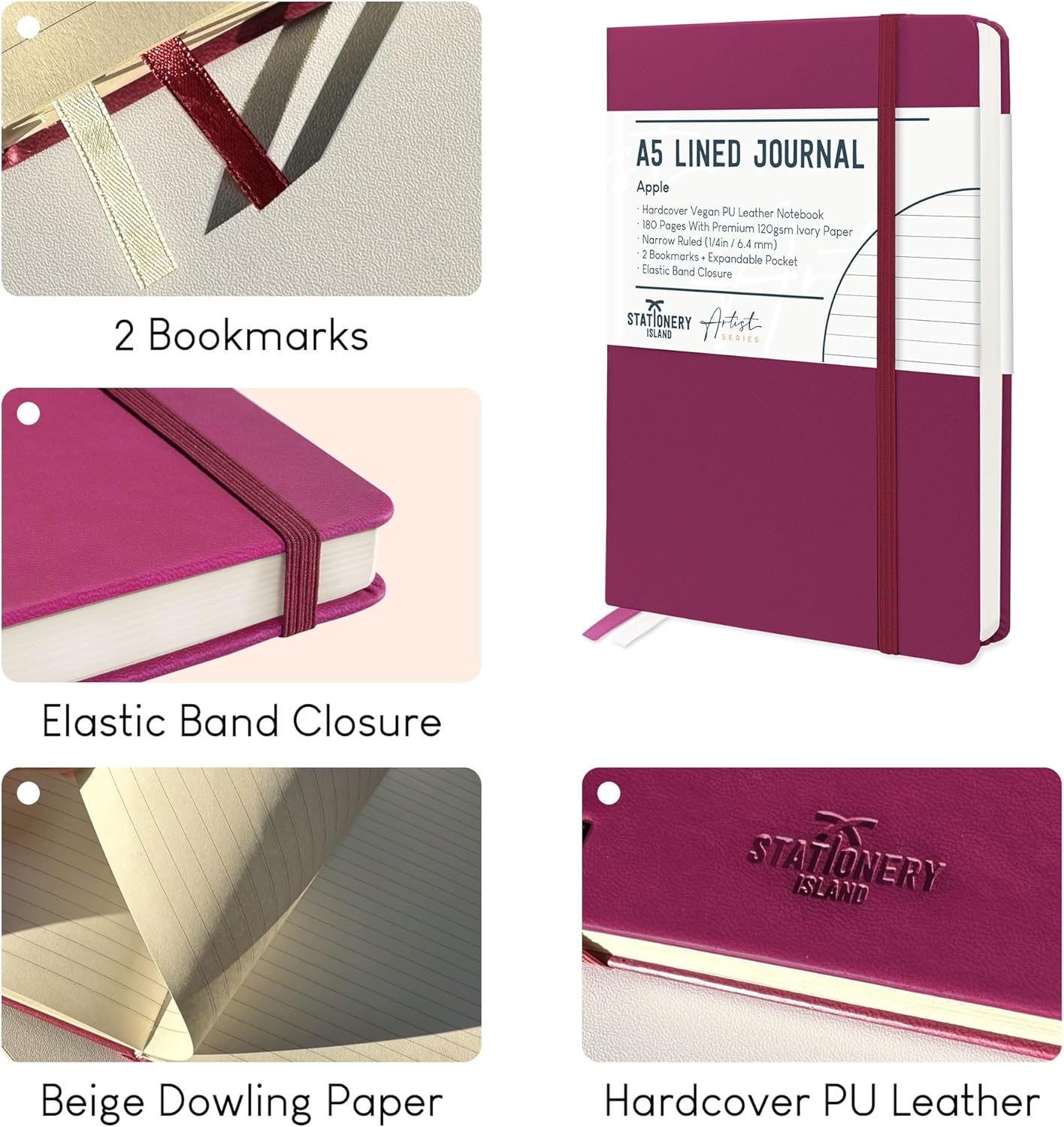 Thumbnail 6 de STATIONERY ISLAND A5 Notizbuch liniert (Hardcover, 180 Seiten, 120 g/m²) – Journal & Reisetagebuch