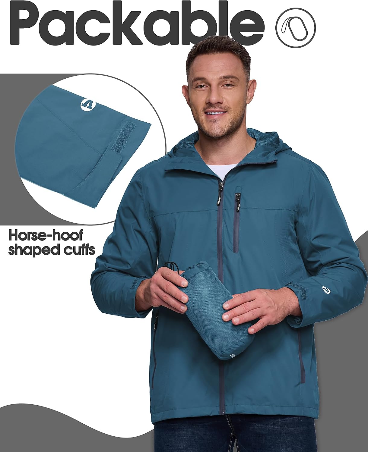 Detalle 2 de Outdoor Ventures Regenjacke Herren – Wasserdicht, Atmungsaktiv, Packbar