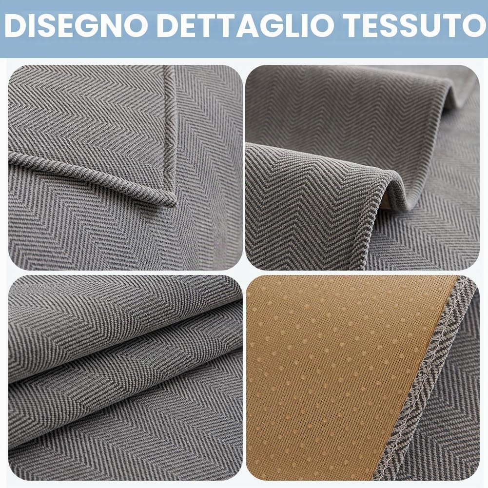 Detalle 2 de DUJUIKE Copridivano 3 Posti con Penisola in ciniglia grigio 70x160 cm