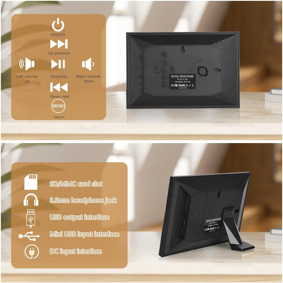 Detalle de Vicloon 7 Inch Digital Picture Frame, IPS Touchscreen, 1024 x 600, USB/SD
