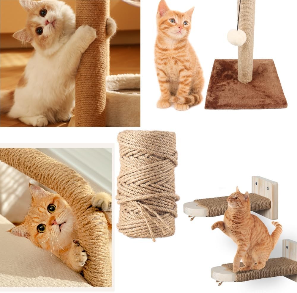Detalle de Parain Sisalseil für Kratzbaum 6mm 60m – Natur Juteseil für Katzen, DIY & Haushalt