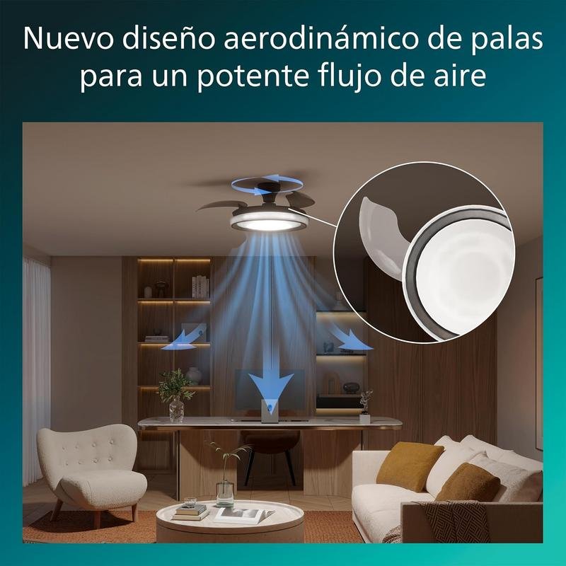 Detalle de Philips Bliss: Ventilador de techo 106 cm con LED regulable y luz integrada