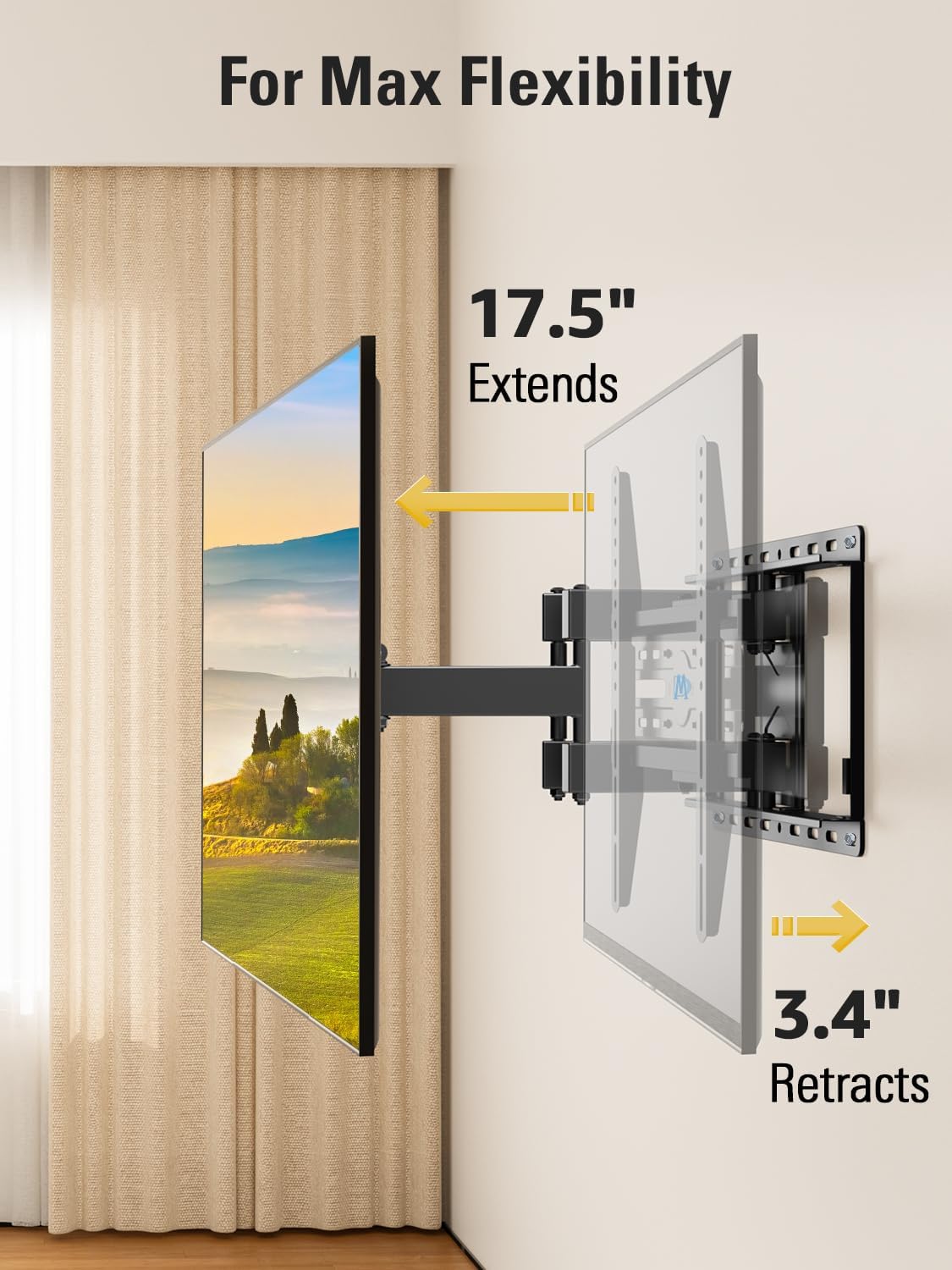 Detalle 2 de Mounting Dream MD2380-CA Full-Motion TV Wall Mount, 32–65 in, Swivel and Tilt