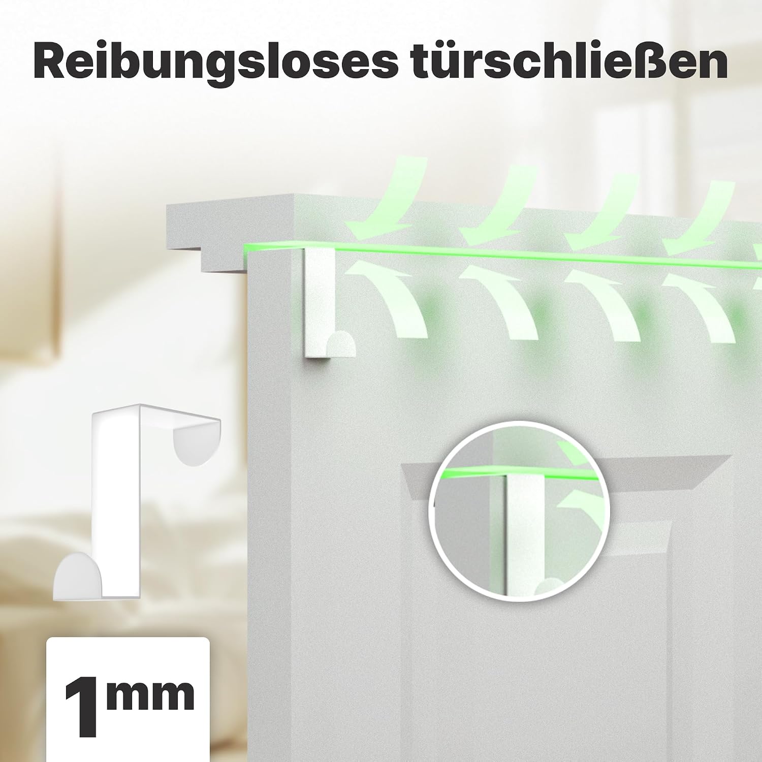 Detalle de Minismus Türhaken zum Einhängen – Edelstahl Türgarderobe set (4er) in Weiß