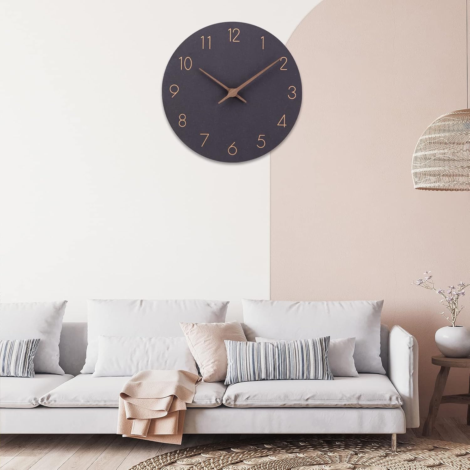 Detalle 2 de ACCSHINE 9939332 houten wandklok 30 cm, zwart en stil