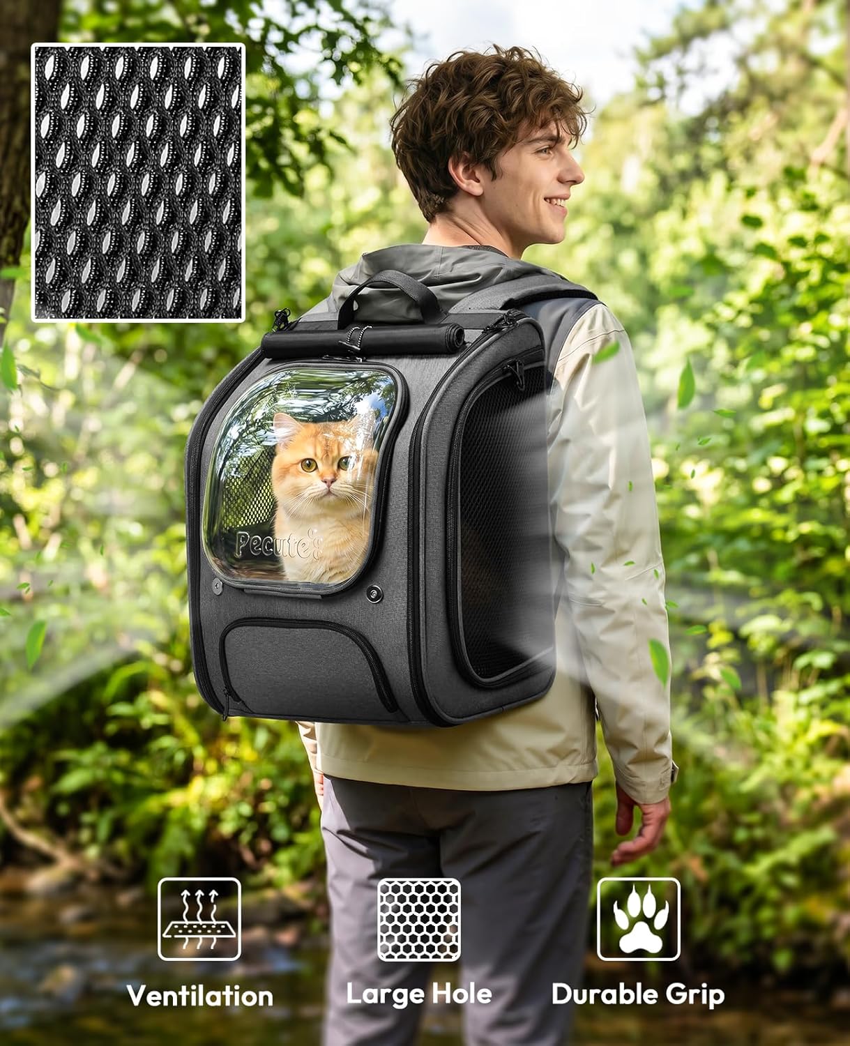 Detalle 2 de pecute Cat Backpack Large Space pet carrier