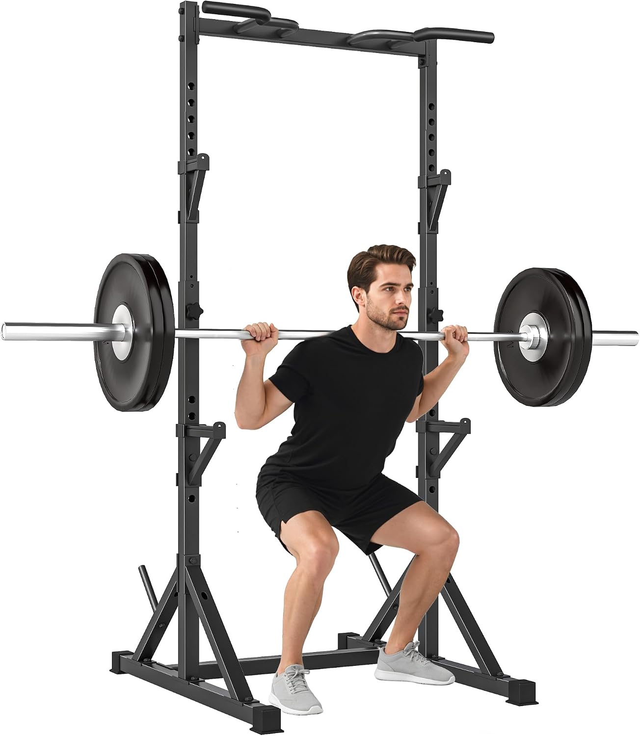 Detalle de Soozier A91-415V01BK Adjustable Squat Rack with Pull-Up Bar, 440 lb Capacity