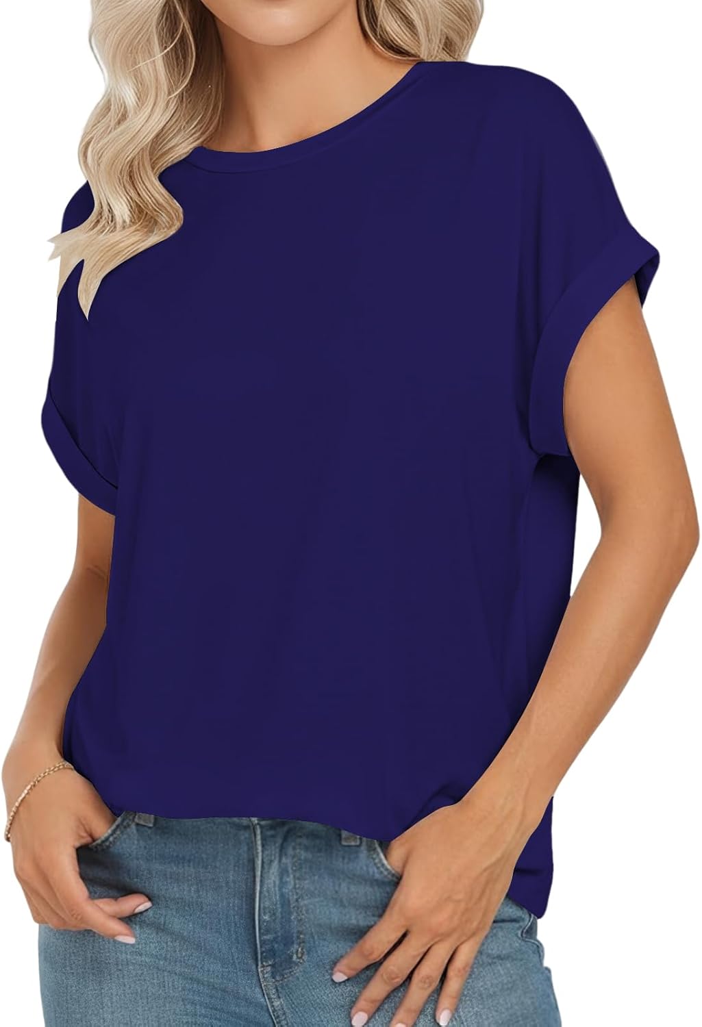 Thumbnail 3 de Cuptacc Tee Shirt Femme Col Rond Ample – T-Shirt à Manches Courtes Oversize