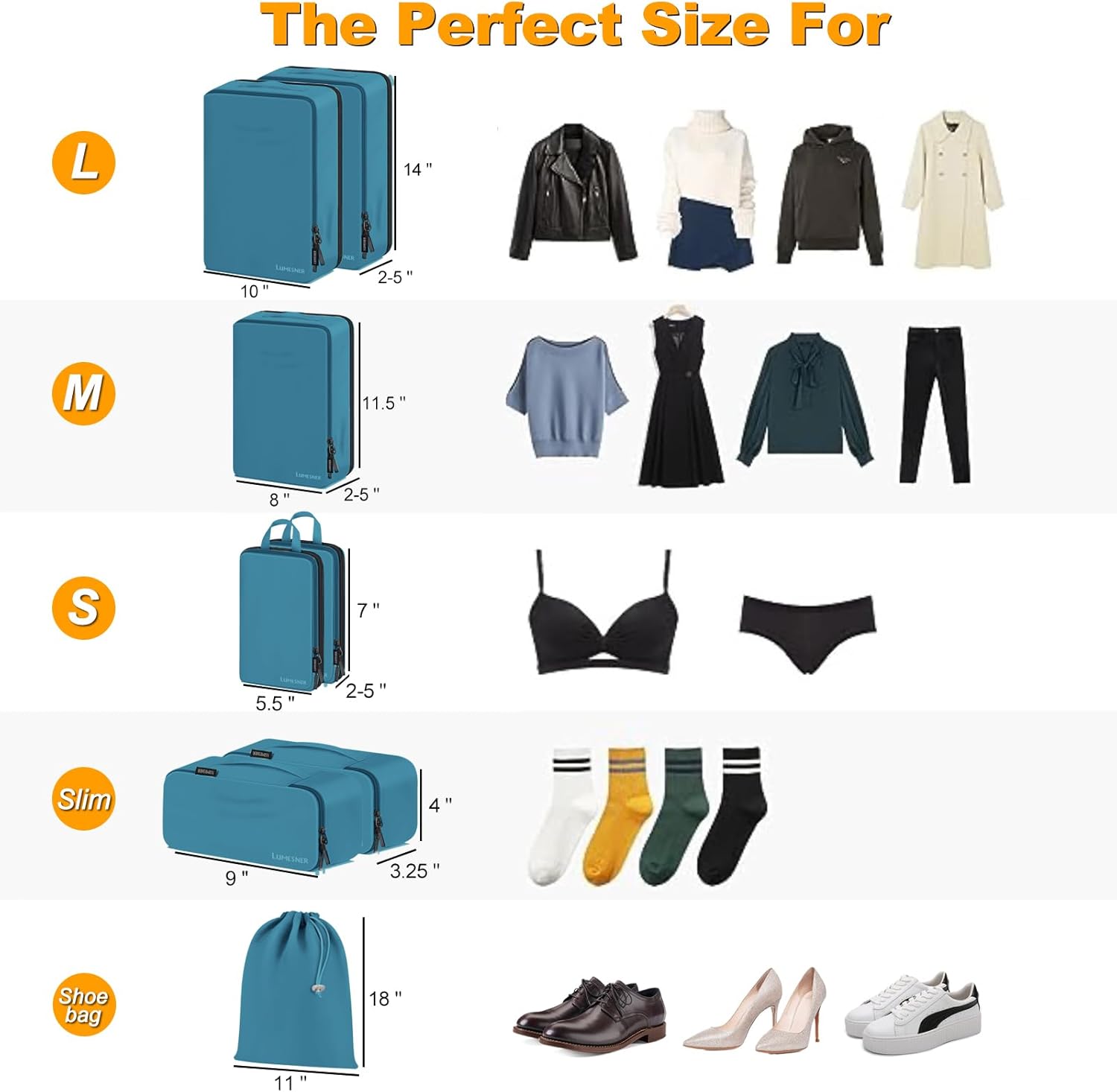 Detalle 2 de Lumesner Compression Packing Cubes 8‑Piece Set – Travel Essentials for Carry‑on