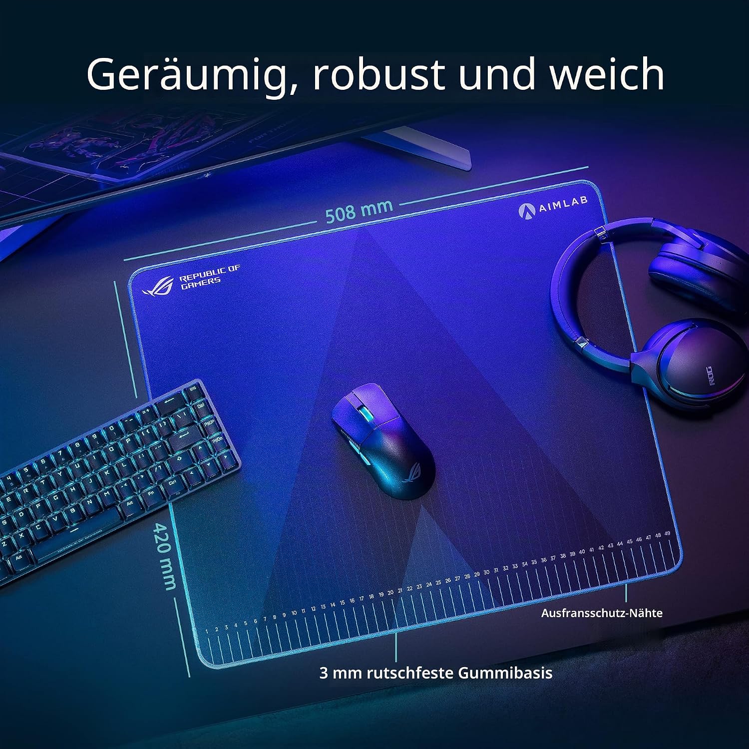 Detalle de ASUS ROG Hone Ace Aim Lab Edition Gaming-Mauspad – Präzises Training mit Nanobeschichtung