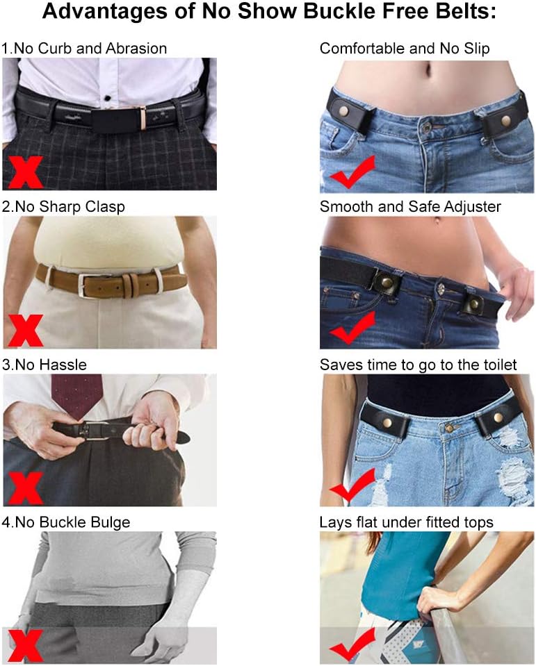 Detalle de JASGOOD No Buckle Elastic Belt – Buckle-Free, Adjustable No-Show Belt for Jeans and Pants
