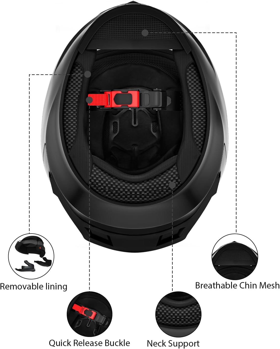 Thumbnail 6 de Favoto DOT Approved Full Face Motorcycle Helmet with Dual Visors and Anti-Fog Film (Medium) – Black